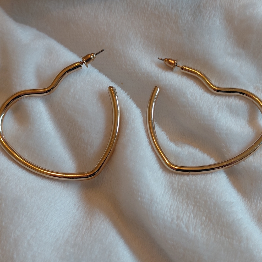 Gold Heart-Shaped Hoop Earrings